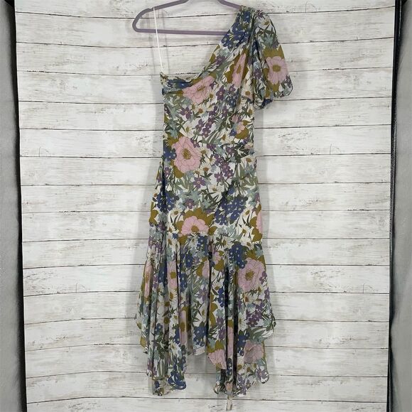 ASTR the Label Santorini Off White Retro Floral Midi Dress Size XS One Shoulder - Picture 3 of 13